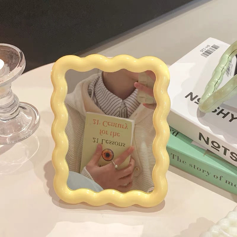 리브에잇 몽글 파스텔 감성 탁상거울 웨이브, 옐로우 7,500원