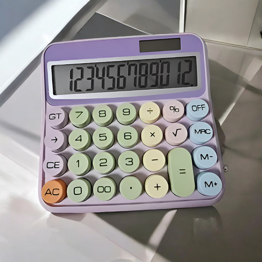 매일상점 레트로 태양열 사무용 학생 탁상 귀여운 컬러 파스텔 대형 계산기 16,900원