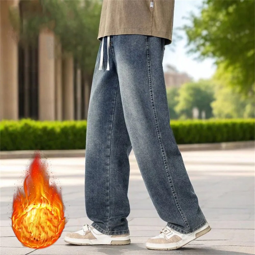TKX 청바지 남성 겨울 와이드 데님 팬츠 따뜻한 기모 안감 남자작업바지 편한 22,730원
