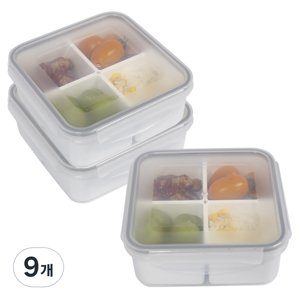 제오닉 밀프랩 나눔반찬통 정사각형, 9개, 1.1L 37,800원