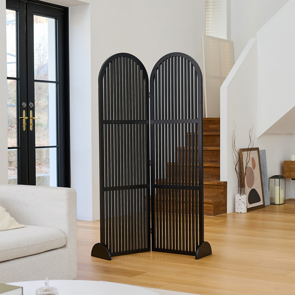 까사라움 원목 인테리어 라운드 스트라이프 1600 2단 접이식 공간분리 파티션 3color 149,000원