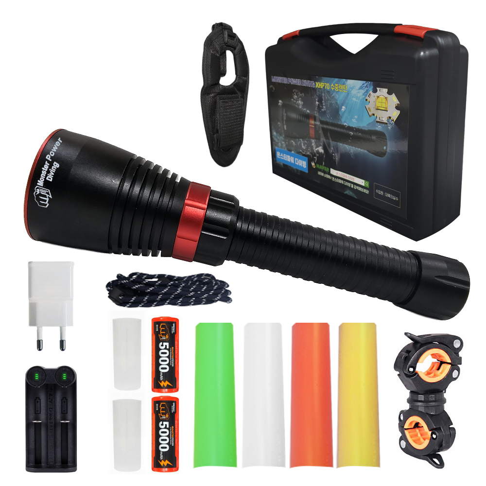 몬스터파워 다이빙 수중랜턴 XHP70 + 배터리 세트 77,500원