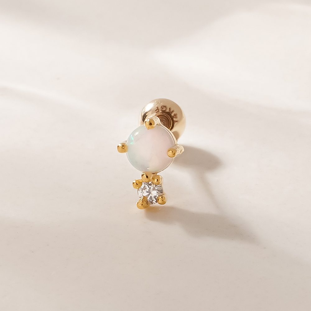 쥬넬 여성용 14K 오팔 펄 미니 큐빅 골드필드 피어싱 19,080원