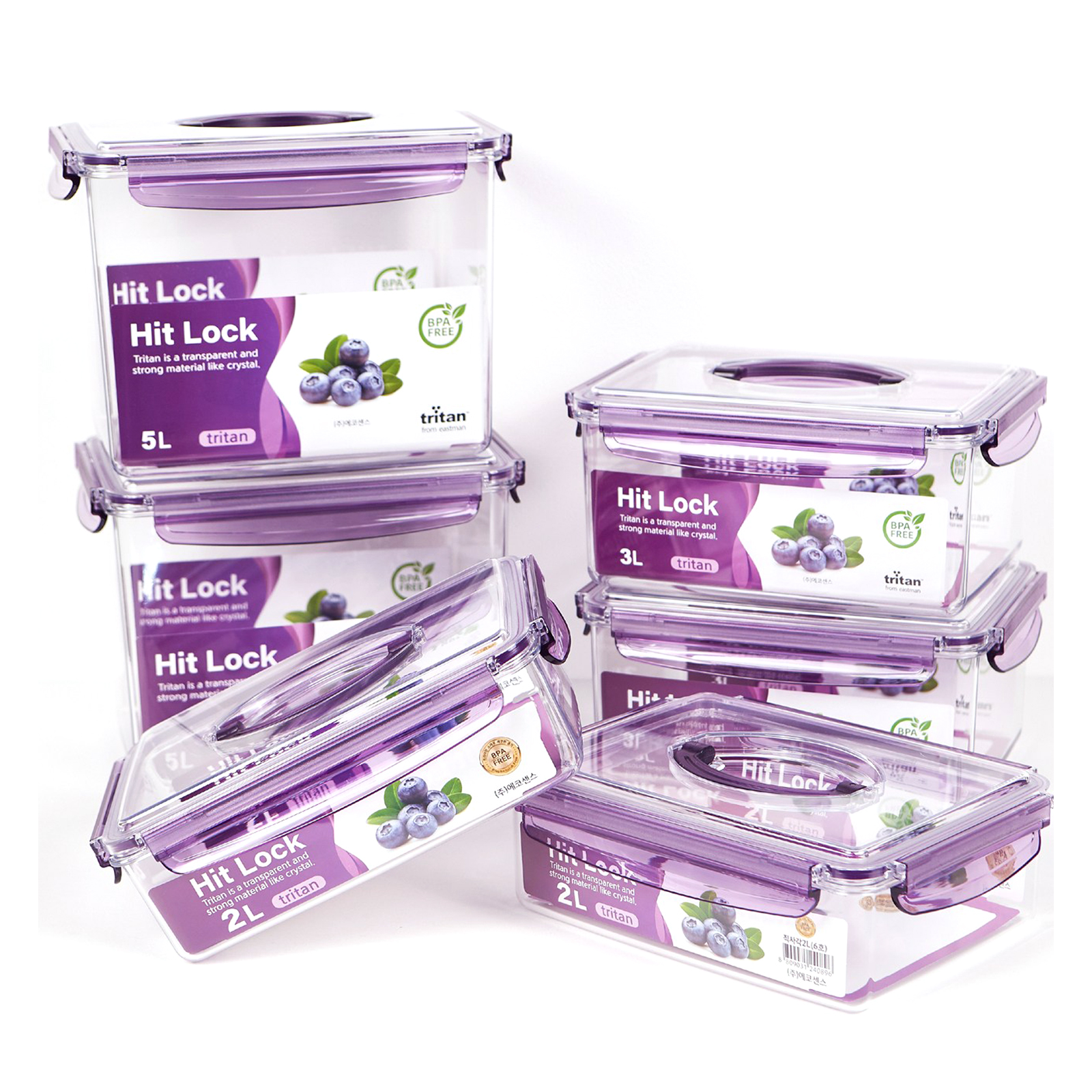 히트락 올트라이탄 핸들형 대형 직사각 밀폐용기 2L x 2p + 3L x 2p + 5L x 2p 세트, 1세트, 밀폐용기 2L(2p) + 3L(2p) + 5L(2p) 99,700원