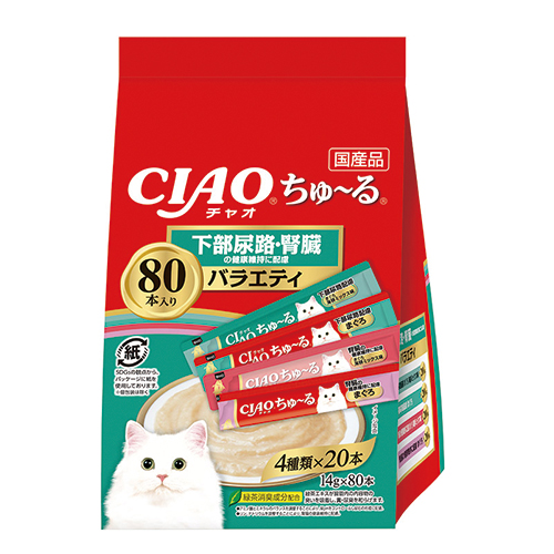 이나바 챠오츄르 고양이 버라이어티 짜먹는 간식 80p, 하부요로케어 앤 신장건강케어, 1.12kg, 1개 44,500원