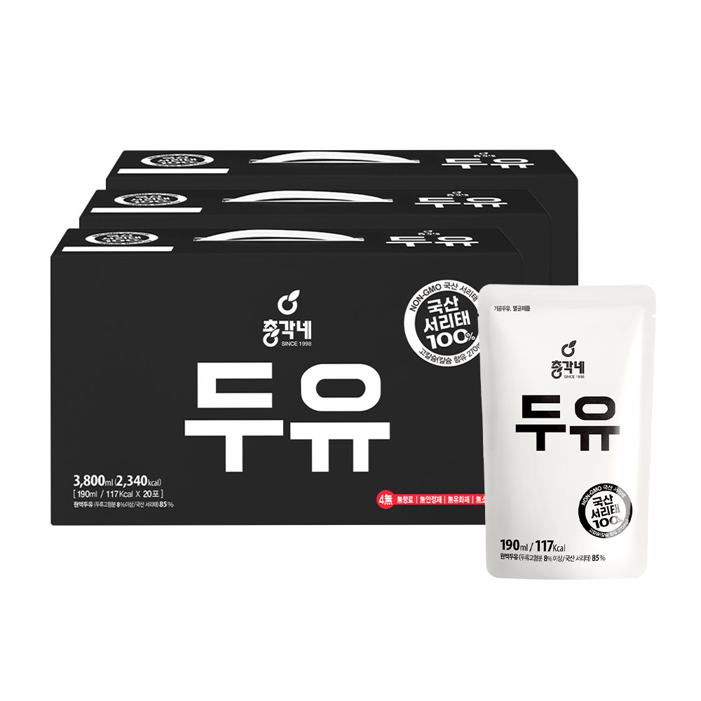 총각네 국산 서리태 담백한 두유, 60개, 190ml 73,800원
