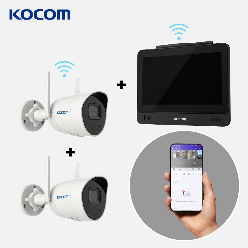 [코콤]무선 와이파이 스마트CCTV 셋트(녹화기+모니터+IP블릿카메라2대)200만화소 540,000원