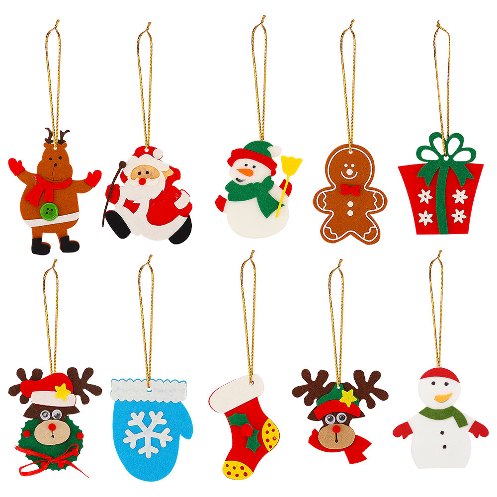 크리스마스 펠트 매달기 장식 세트 산타눈사람순록 캐릭터 크리스마스 트리파티인테리어 데코용, 10개 9,900원
