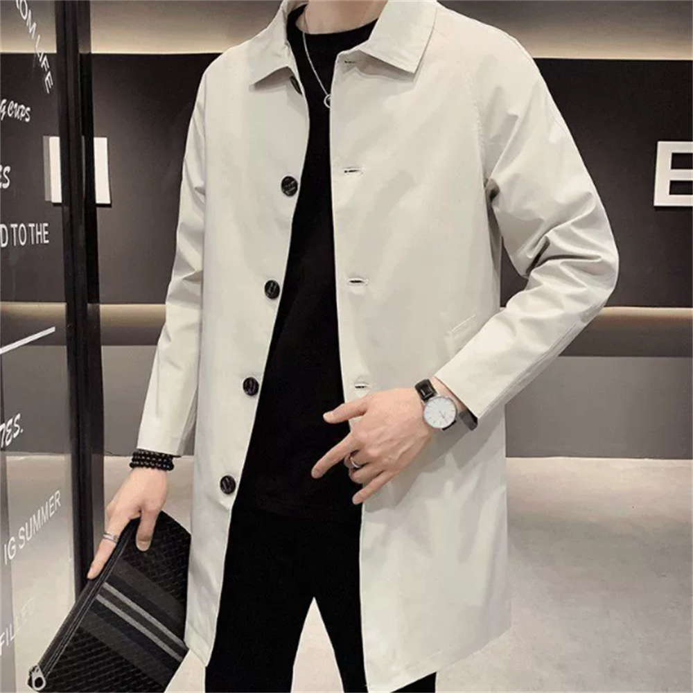 캐주얼 남성 트렌치코트 빅사이즈 터틀넥 하프 트렌치코트 오버핏 얇은 재킷 봄가을 남자 롱코트 YJW 33,500원