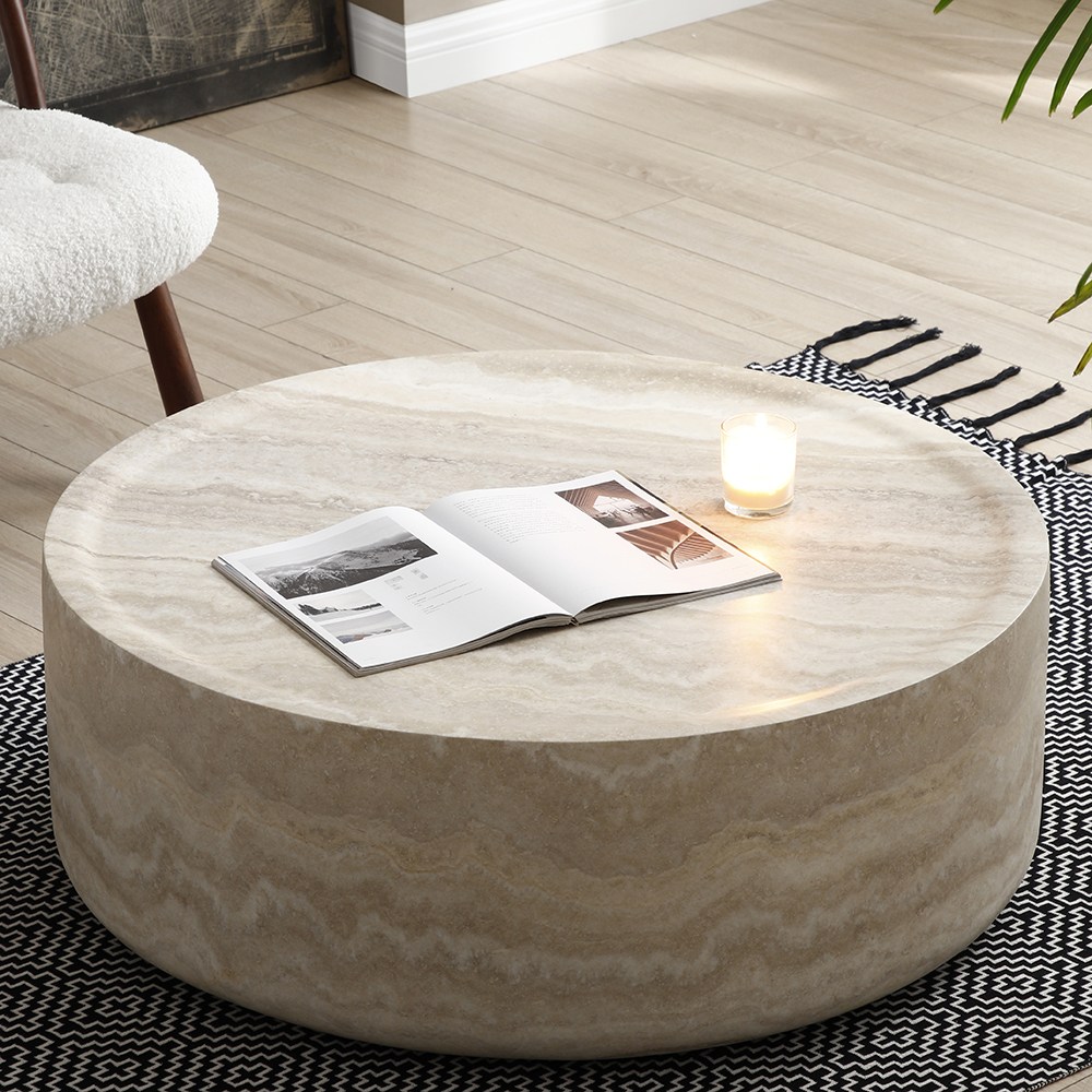 하조이 와비사비풍 트라버틴 패턴 거실 테이블 쇼파 사이드테이블 북유럽 인테리어 소파 테이블, 좌식 테이블 326,700원