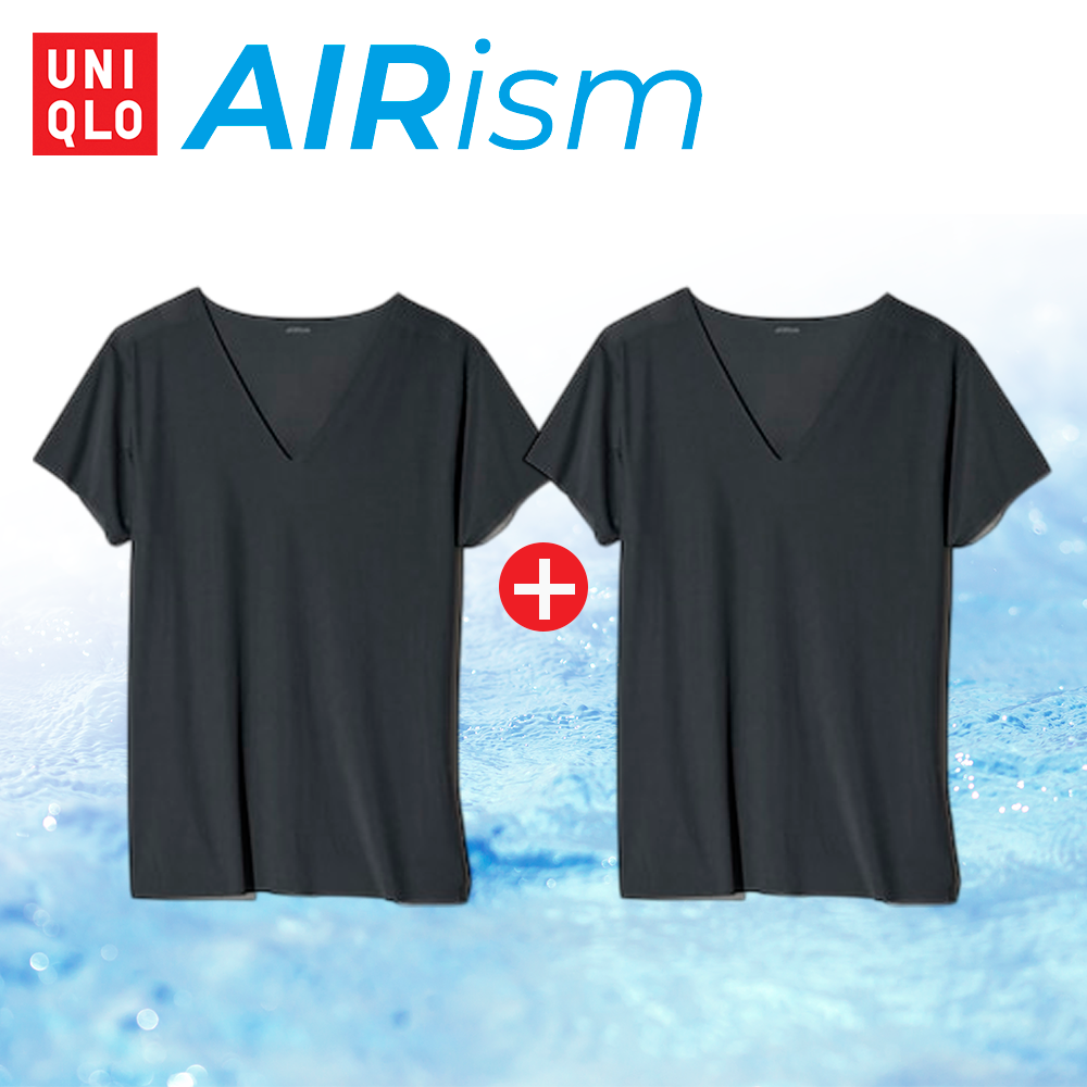 AIRism 유니클로 에어리즘 메쉬 심리스 브이넥 쿨 반팔티 2p + 보관파우치 46,490원