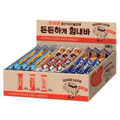 오리온 간식시리즈 든든하게힘내바 단백질바 34g x 7p + 에너지바 40g x 7p + 핫브레이크 50g x 7p 550,000원