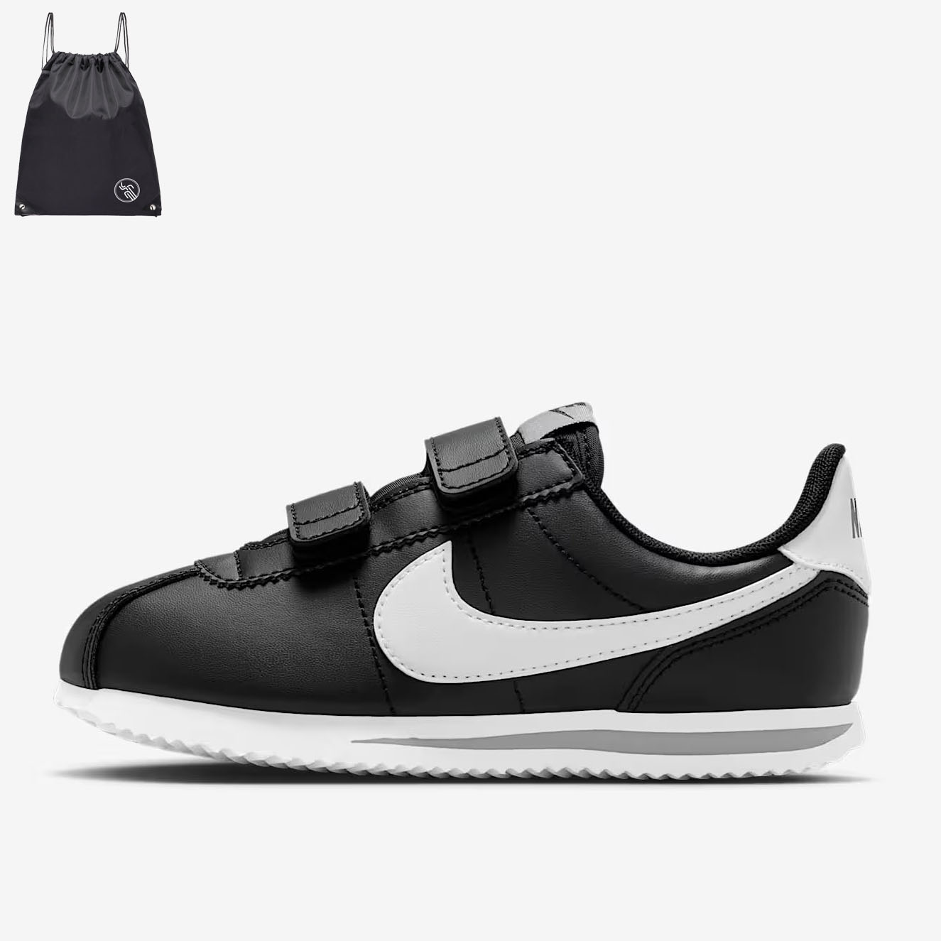 나이키 국내정품 코르테즈 찍찍이 벨크로 블랙 아동 운동화(PG신발가방세트) 68,900원