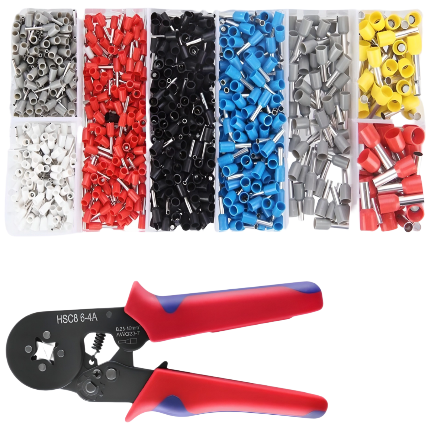 JEKYU 펜홀단자1200pcs 압착기1개 페룰 펜홀 페놀 ferrule 핀 단자 커넥터 터미널 디오일렉 크림프 배선 전선 연결, 1개 28,800원