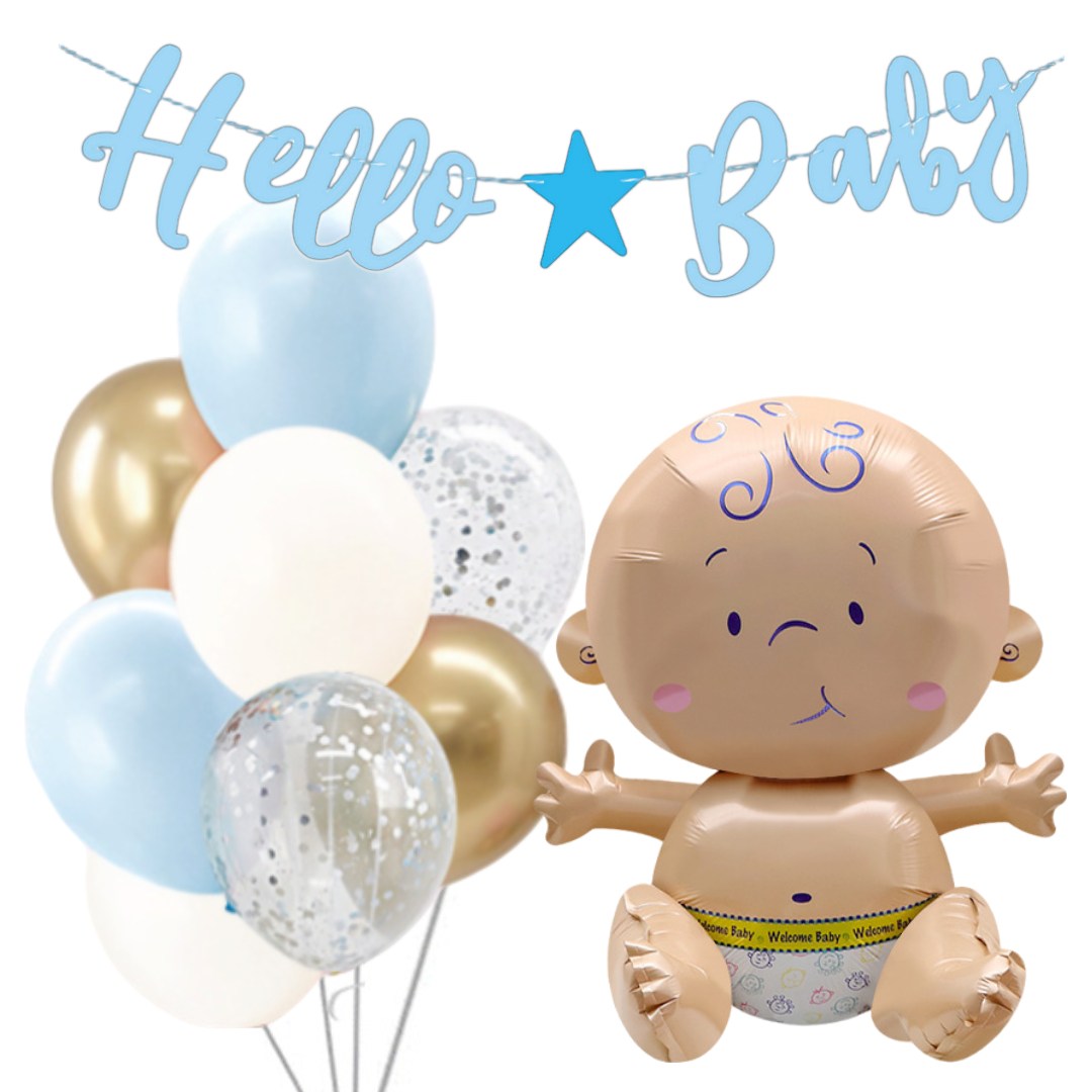 쏙쏙마켓 베이비샤워 풍선 가랜드 세트 젠더리빌 성별공개 임밍아웃 파티 용품, 1개, 헬로베이비 블루세트 13,900원