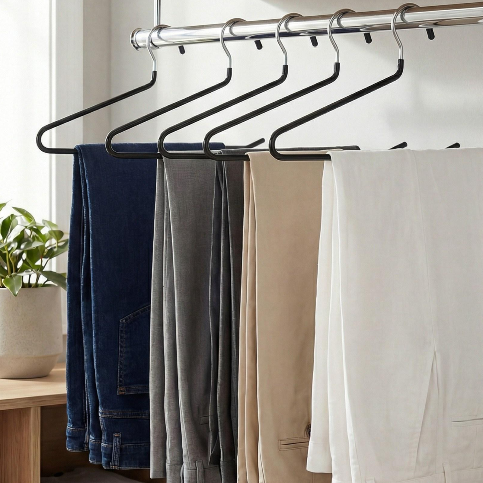 SONGMICS 공간활용 PVC 코팅 논슬립 슬림 바지걸이, 블랙, 20개 16,980원