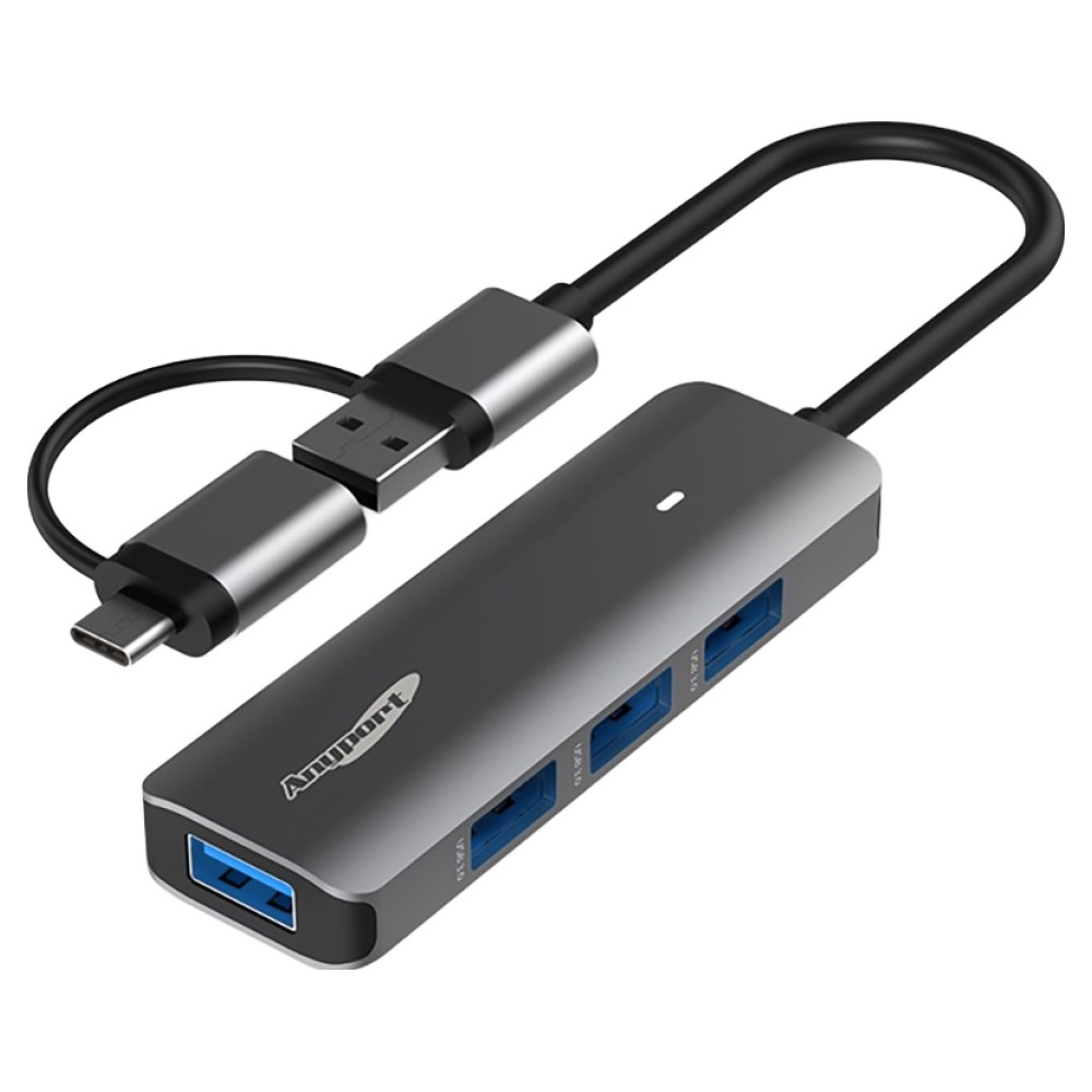 애니포트 4포트 C타입 USB 3.0 4 in 2 노트북 맥북 멀티허브 AP-TC41UH, 블랙, 1개 11,750원