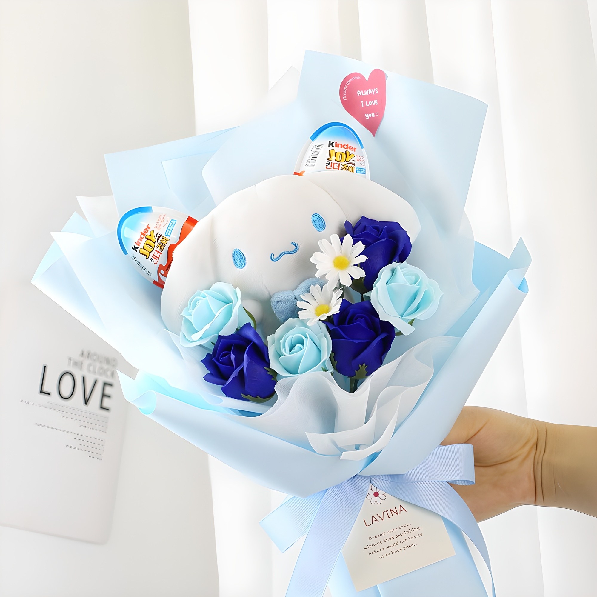 산리오 킨더조이 인형꽃다발 + 쇼핑백 세트, 시나모롤 블루 24,900원