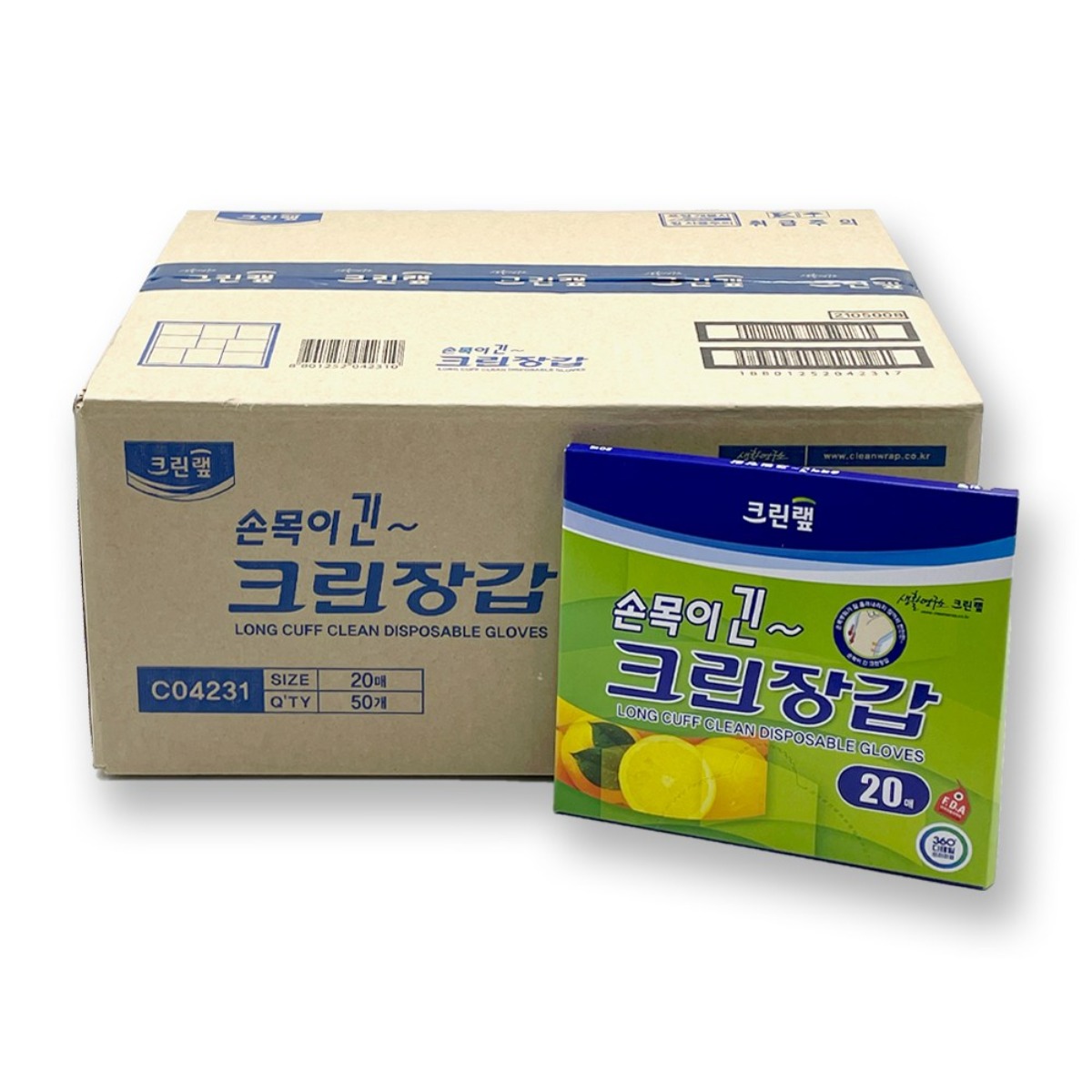 크린랲 크린랩 손목이 긴 크린장갑 20매x50개(1박스), 50개, 1세트 91,000원