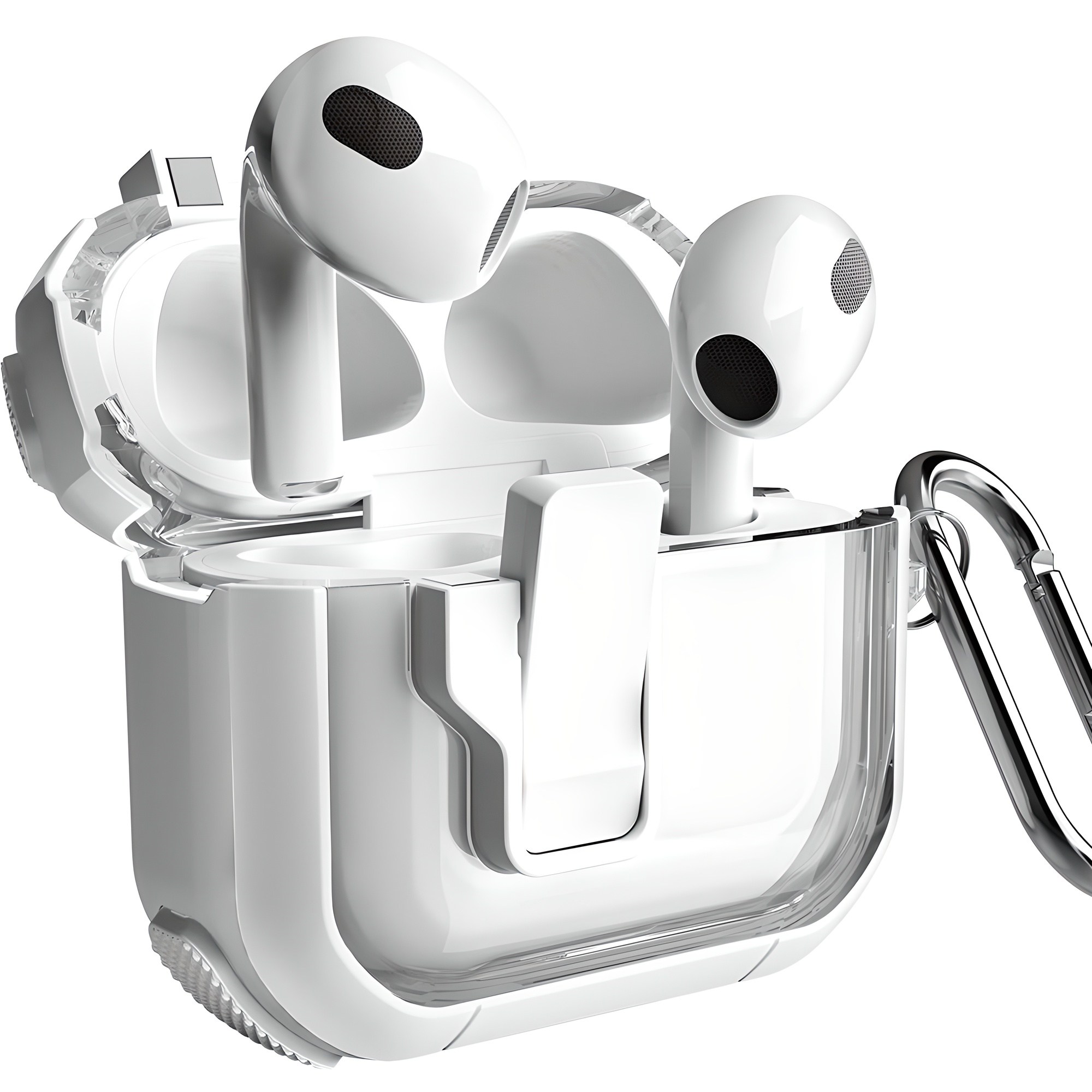 아이몰 에어팟 원터치 분실방지 도어락 사이드 풀커버 범퍼 케이스, 에어팟4, 화이트, 1개 11,900원