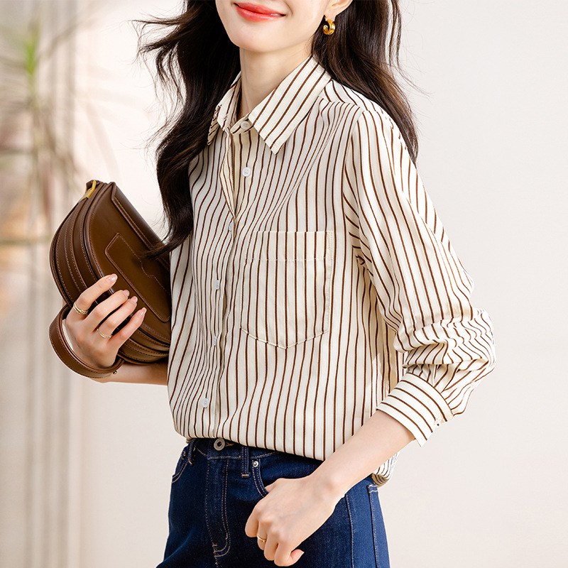 Novastar 봄가을 여자 긴팔 셔츠 청춘 패션 스트라이프 상의 32,800원