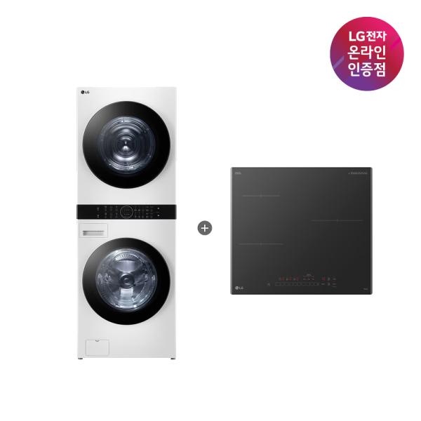 (LG전자) (세트상품) TROMM(트롬)오브제컬렉션 워시타워(24/21/화이트)+DIOS(디오스) 전기레인지 인덕션 3구(블랙) (W21WAM+BEI3ASB2OE/빌트인전용) 3,456,060원