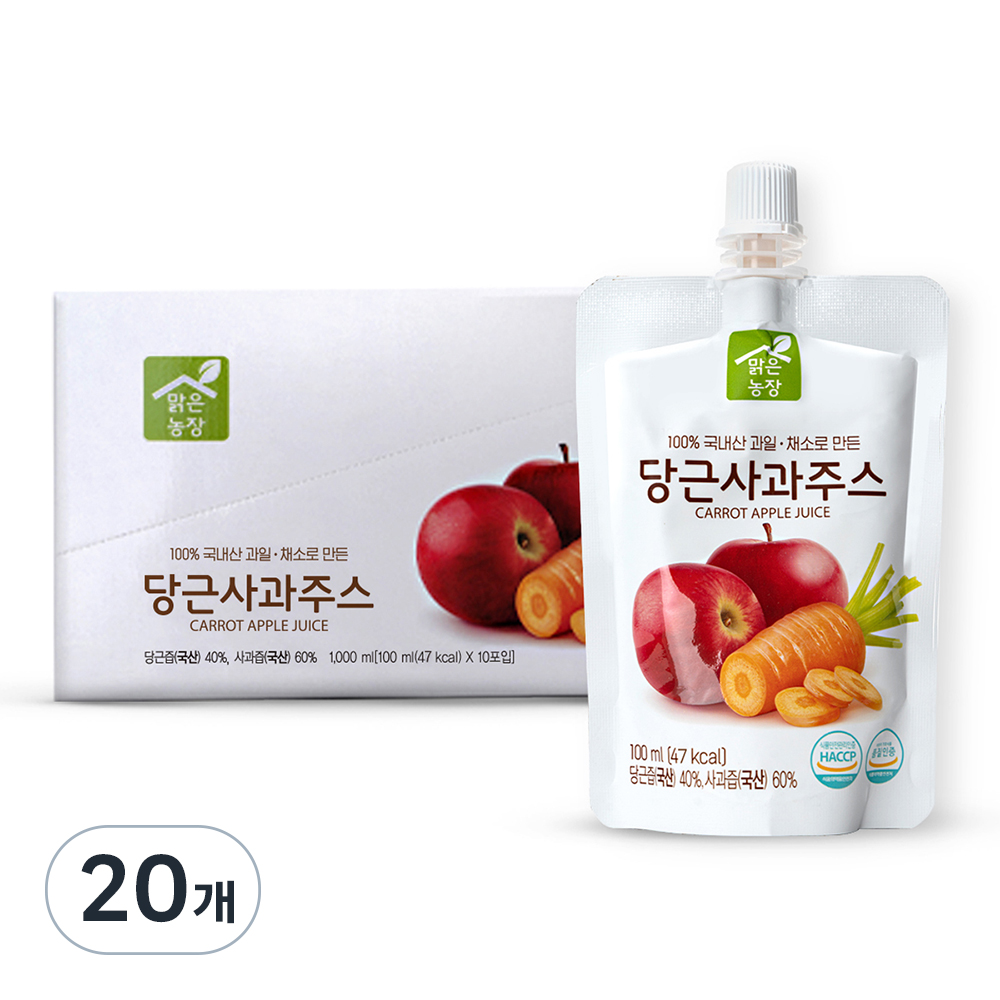 맑은농장 당근사과주스, 100ml, 20개 26,180원