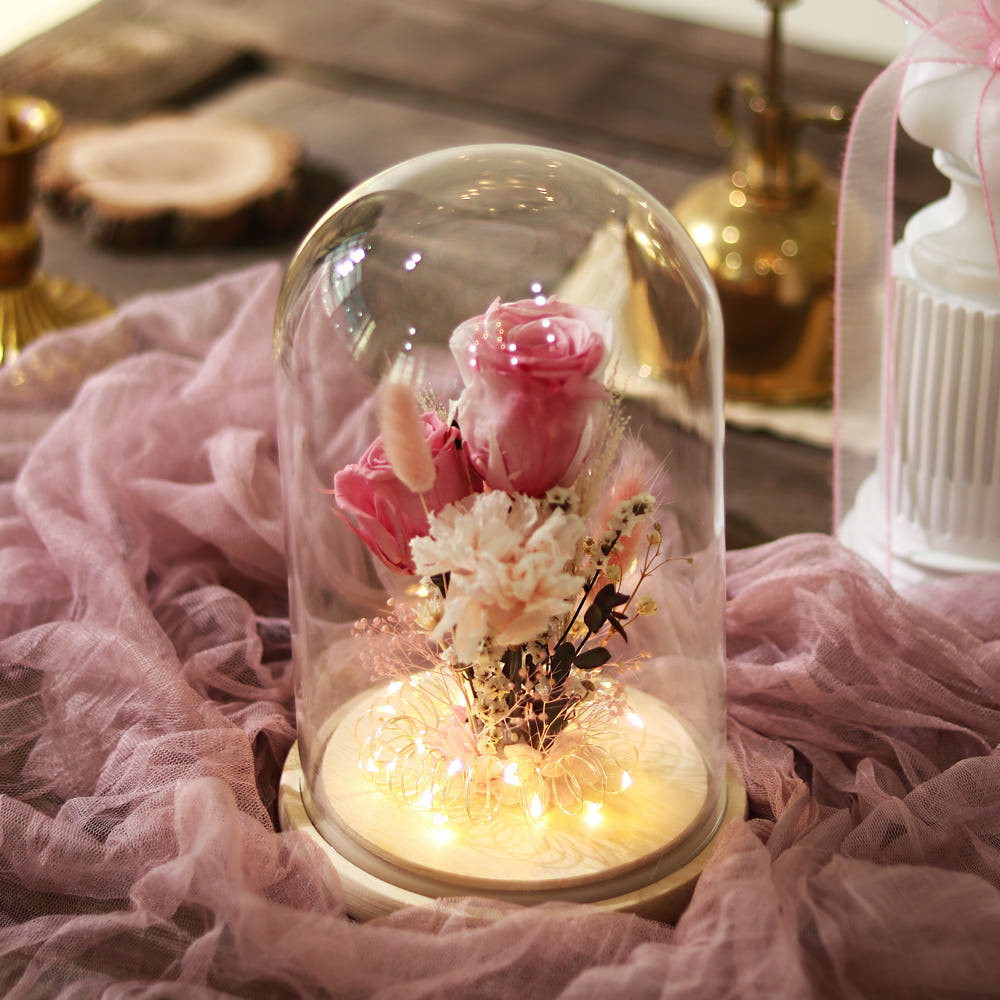 센트바스켓 핑크블러썸 프리저브드 플라워 led 유리돔 29,900원