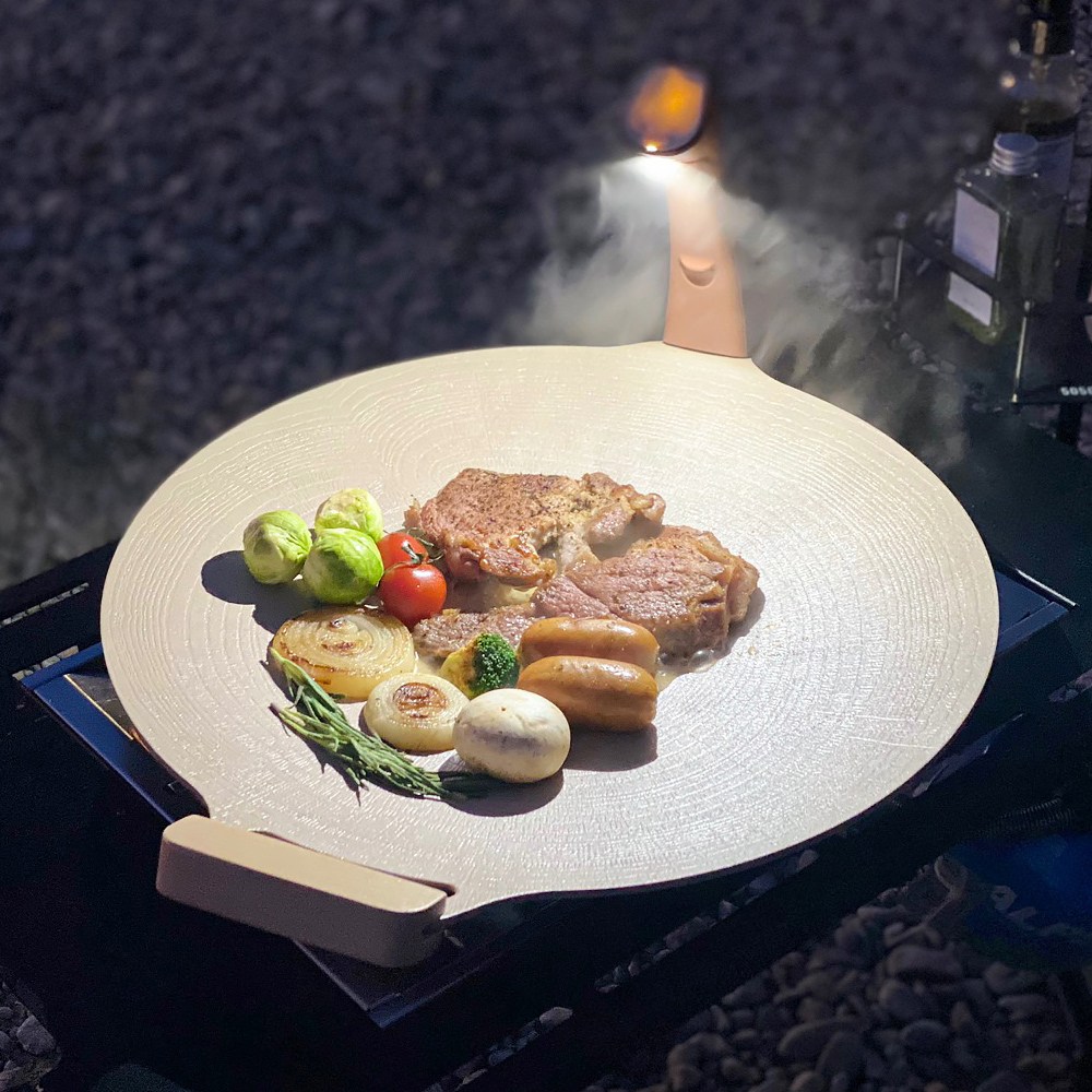 전용가방/손잡이 포함 스텐락 라이팅 그리들 36cm 국내생산 테프론코팅 캠핑그릴 LED 솥뚜껑불판 무쇠그리들 원형 캠핑 인덕션 고기그릴 47,440원