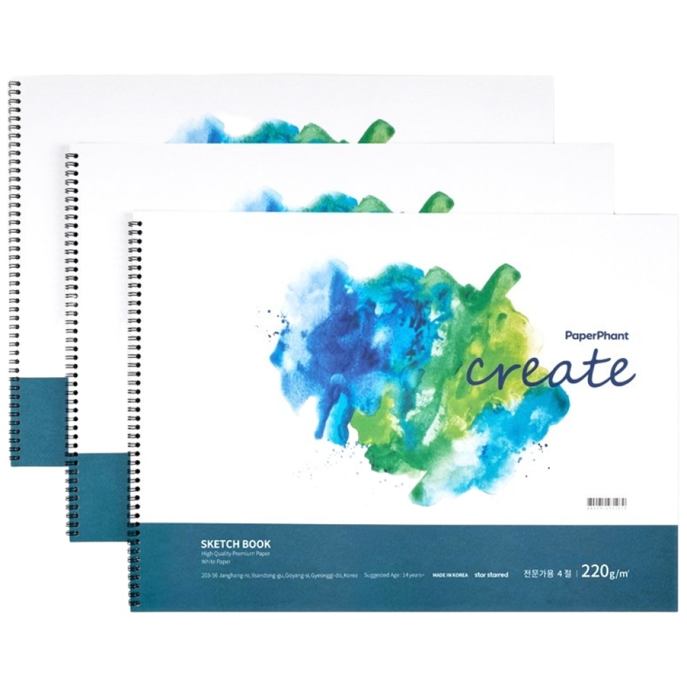 PaperPhant 프리미엄 스케치북 머메이드 커버 화이트지(220g) 3권 세트 21,000원