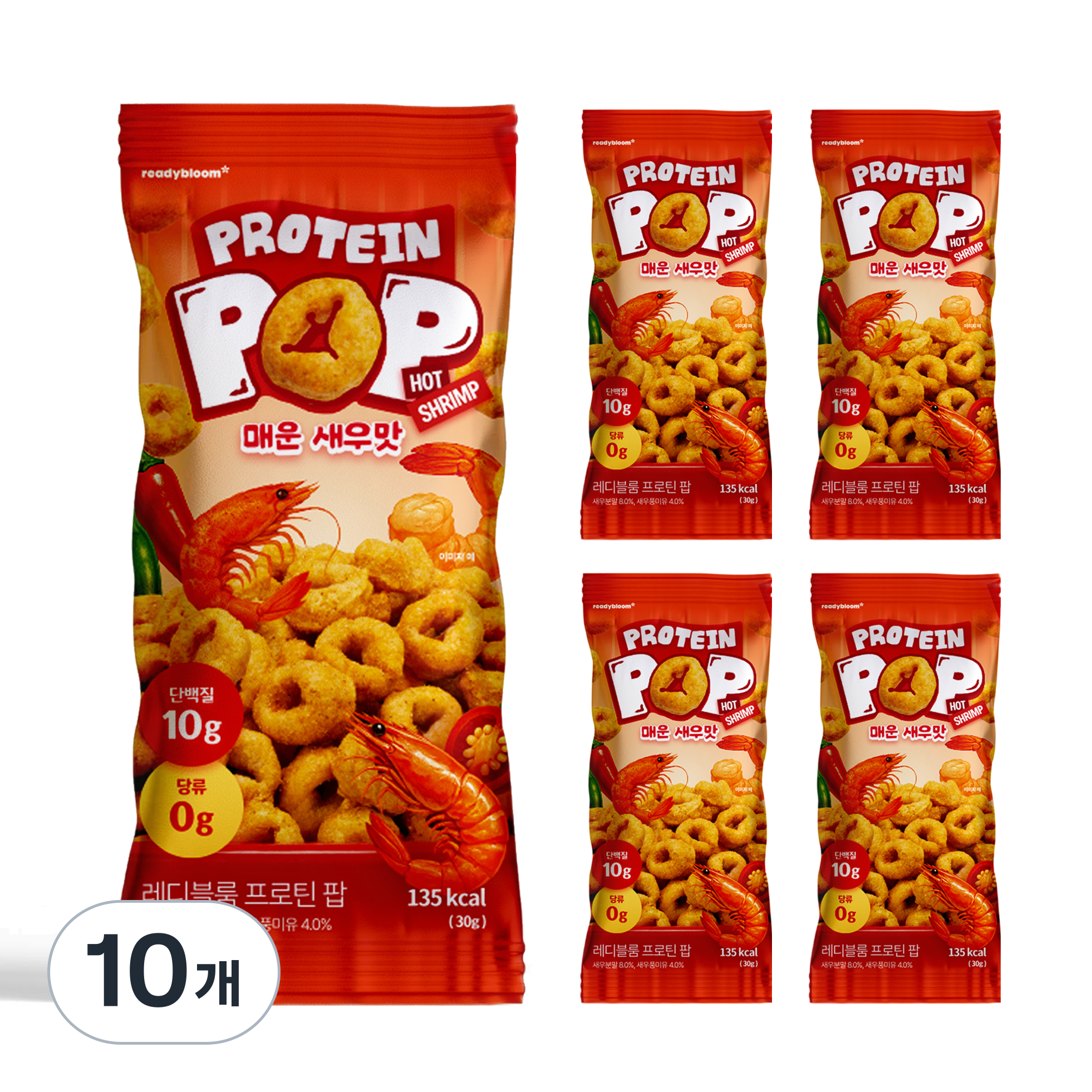 레디블룸 프로틴 팝 매운새우맛 글루텐프리 무설탕 단백질 과자, 10개, 30g 30,400원