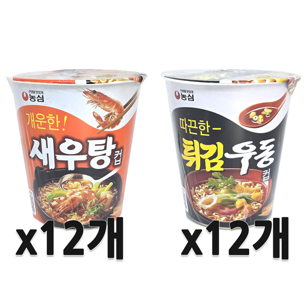 농심 튀김우동컵, 62g, 12개 + 새우탕컵, 67g, 12개 22,450원