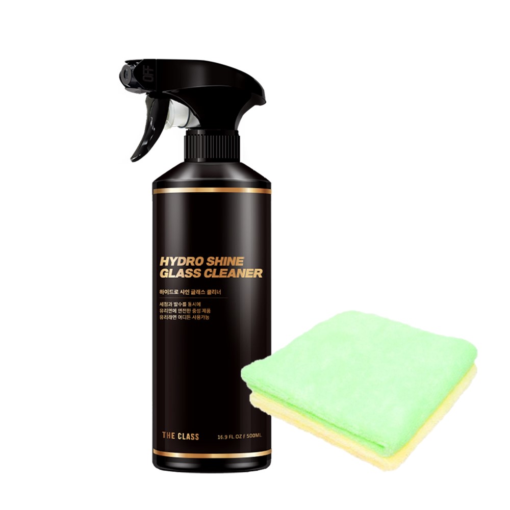 더클래스 하이드로샤인 글래스 클리너 실내 실외 자동차 유리세정제 500ml+타월 15,000원