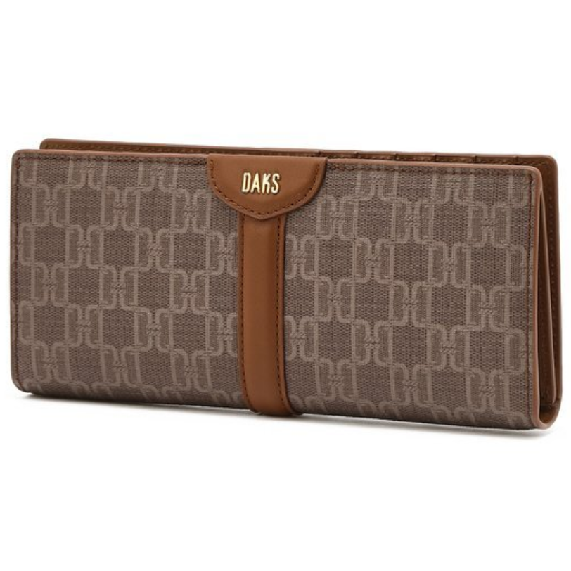 [국내백화점] 닥스 여성 세인트바넷 브라운 DD패턴 슬림 2단 장지갑 소가죽 선물 195,660원