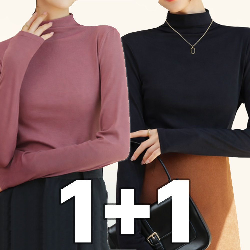 밀크린 여성 간절기 목폴라티 반목티 2종 세트 폴라티 긴팔 이너 티셔츠 16,300원