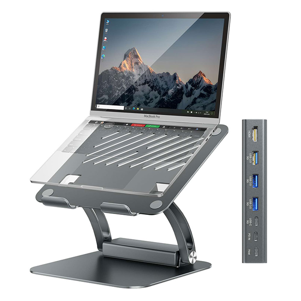 큐앤씨 노트북 거치대 USB 허브 7in1 멀티 독 충전 HDMI PD 100W 지원, 단일색상, 1개 59,800원