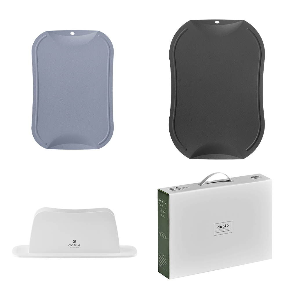 도블레 칼집나지 않는 도마 소 블루그레이 + 중 차콜 + 거치대 세트 49,500원