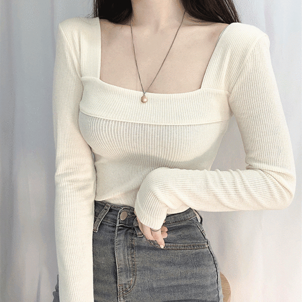 여리여리 스퀘어넥 니트 골지티 3col 19,200원