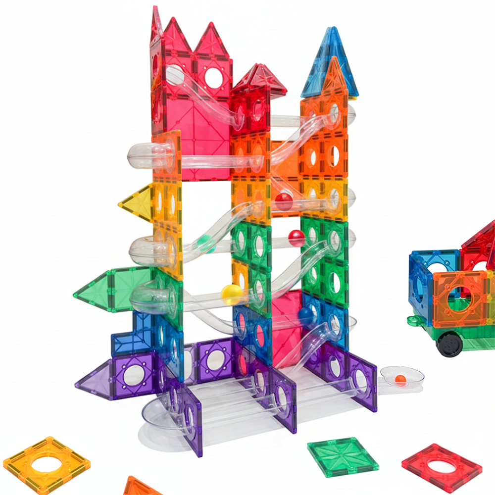 맥킹덤 롤러코스터 맥타일즈 자석 블럭 교구 타일 유아 어린이 장난감 104PCS LED공 포함, 1개 79,000원