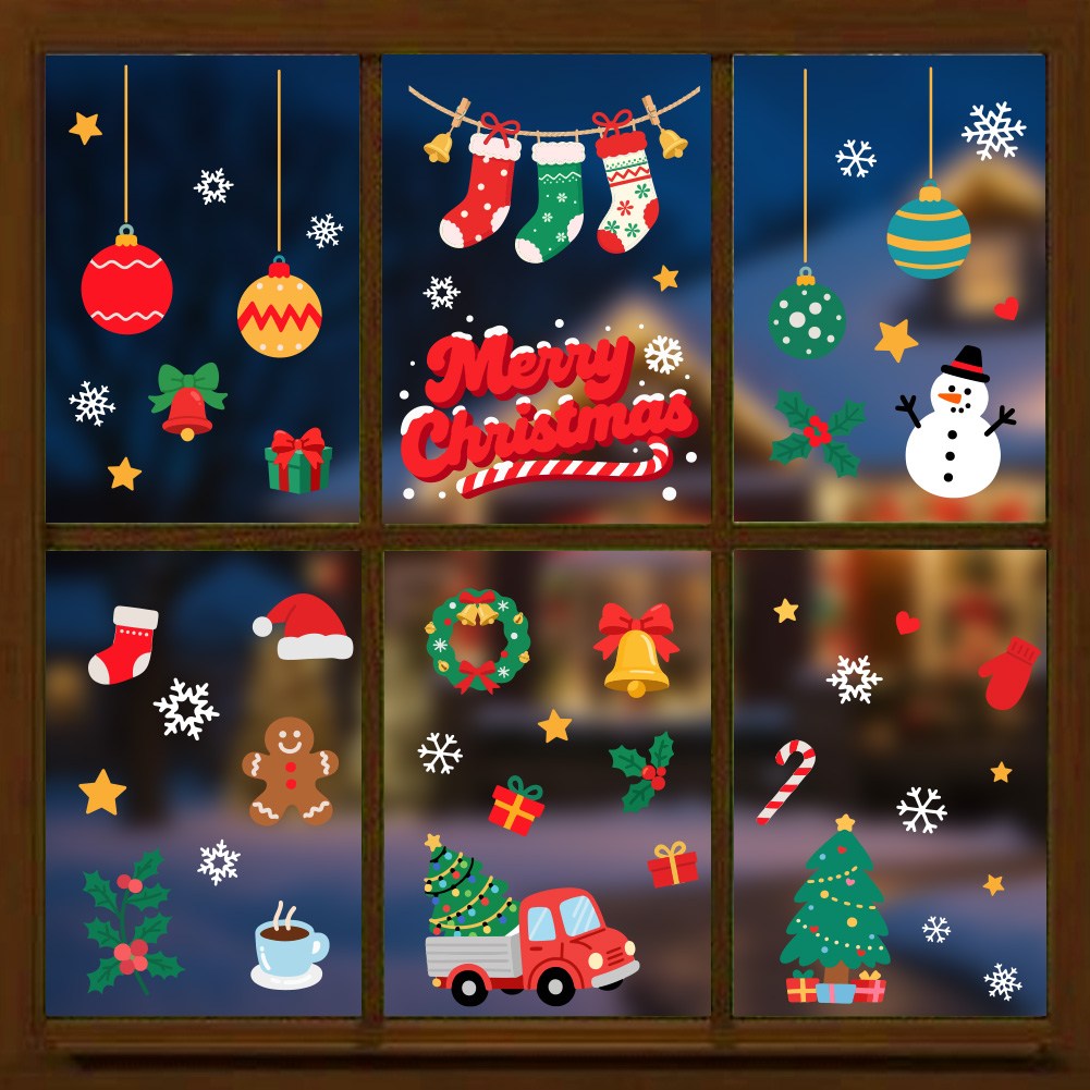 PVC 창문 정전기 스티커 크리스마스 원소 테마 장식 창가 꾸미기 거실 침실 실내, 크리스마스 소품 8,410원