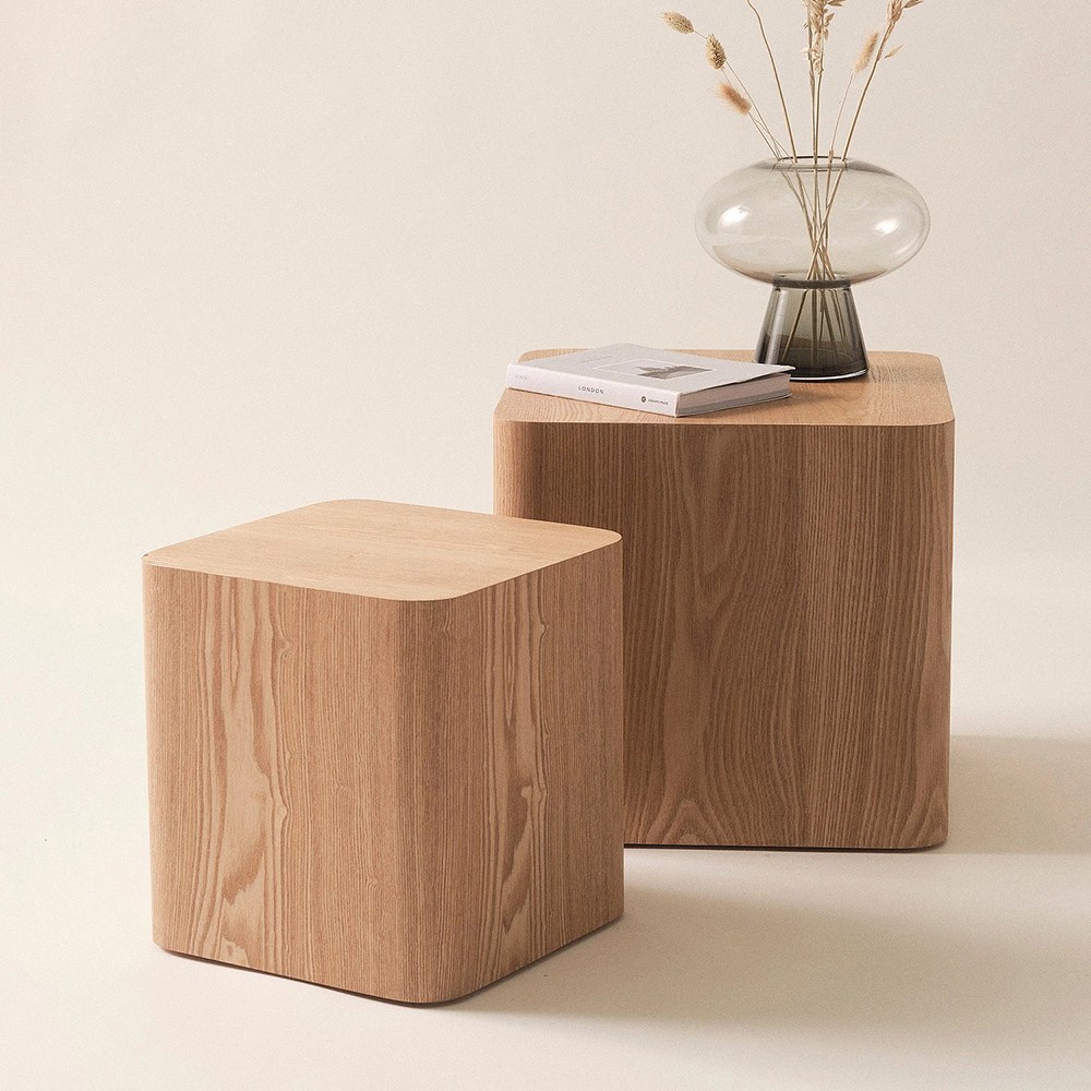 하조이 북유럽 원목풍 거실 테이블 물푸레나무 티테이블 2개 세트, 애쉬 나목 130,000원