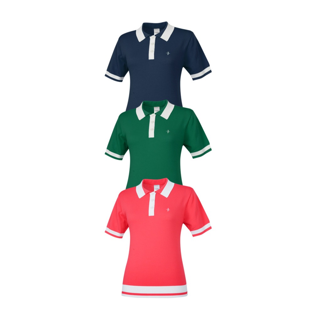 빌트모아 여성 골프웨어 카라 배색 풀오버 카라 티셔츠 39,000원