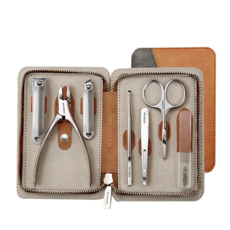 미스터그린 미스터그린 스텐 네일케어 7종 풀세트 + 고급파우치 MR6606, 브라운(파우치), 1세트 39,860원