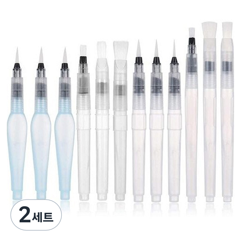 마다꾸미 수채화 워터 브러쉬 펜 납짝 6종 + 뾰족 6종 세트 B형, 2세트, 12종 17,000원