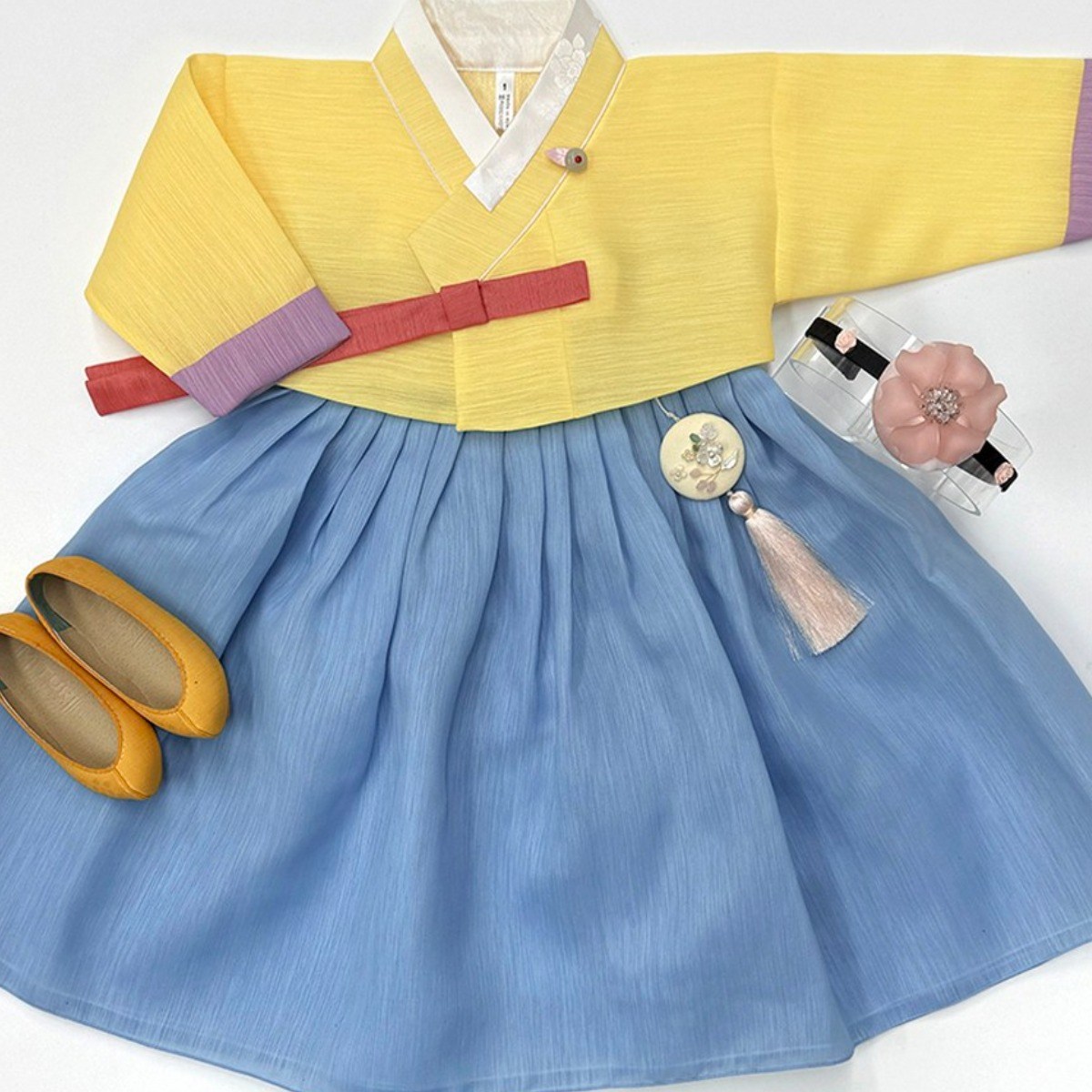 노랑저고리 하늘치마 고급 여아한복 (1-10호) 돌한복 백일 아기 아동한복 84,000원