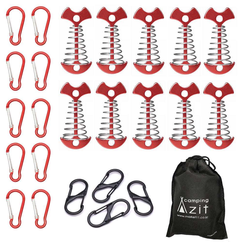 캠핑아지트 롱타입 피쉬 데크팩 10p + 카라비너 10p + S 비너 4p + 전용 파우치, 1세트 9,740원