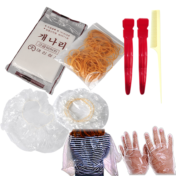 루시피 파마 시술도구 8종 풀 세트/개나리파지,고무줄,장갑,비닐캡,귀덮개,핀펫,꼬리빗,어깨보세트 2,900원