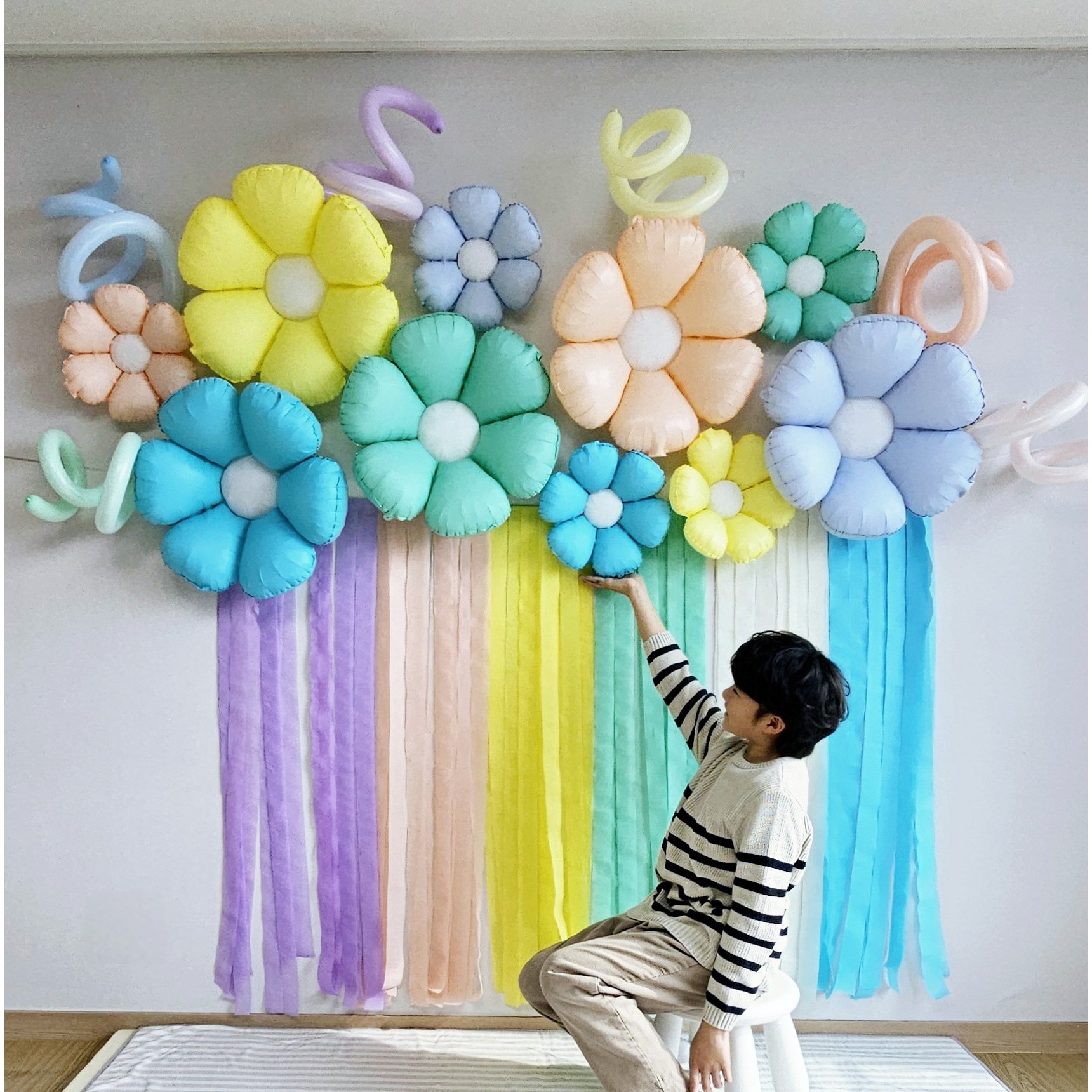 파스텔 꽃풍선 파티스트리머 생일파티 어린이날 이벤트 행사 포토존 풍선장식 22,500원