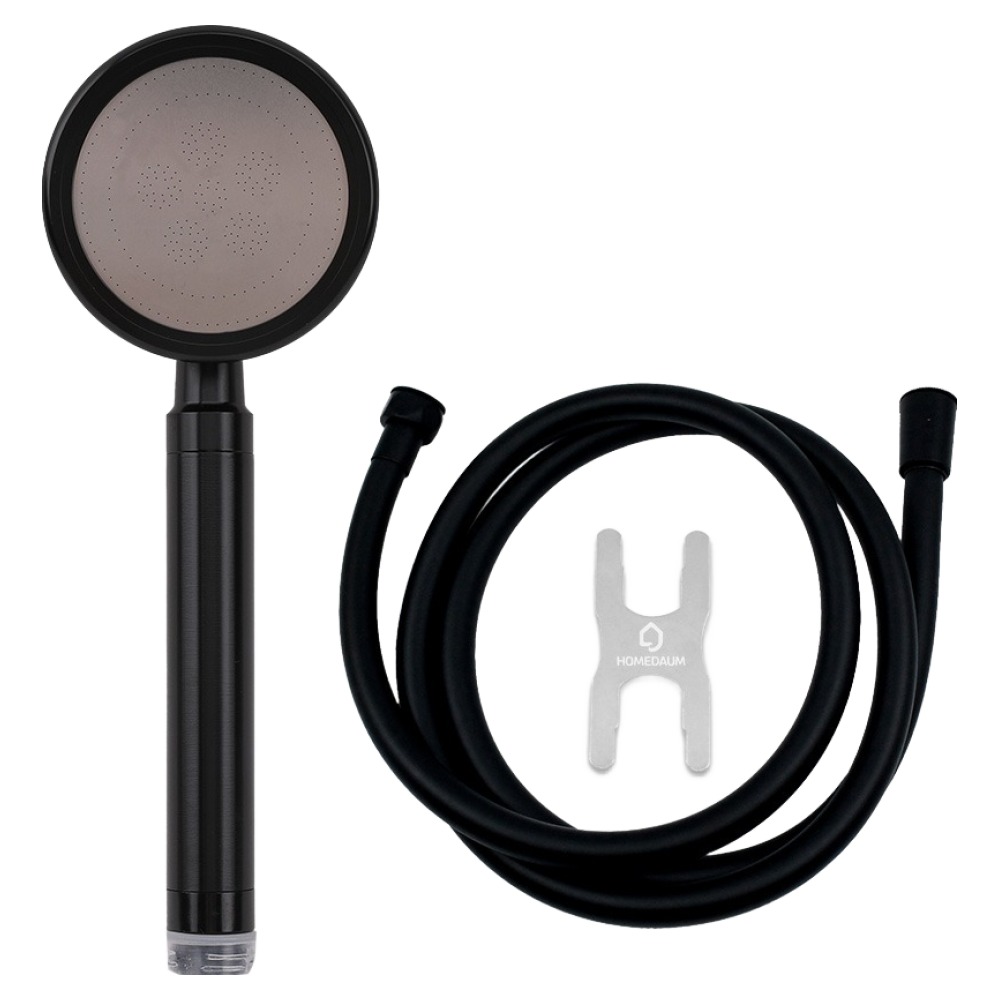홈다움 더쎈 알루미늄 터보수압 샤워기헤드 H8 + 말랑이 물때방지 튜브형 샤워호스 1.5m + 스패너 세트, 블랙, 1세트 24,400원