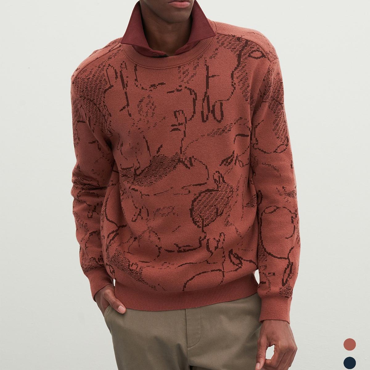 인디안 그래픽 라운드 니트 봄 자카드 스웨터 BR4F-2001-8401 119,000원